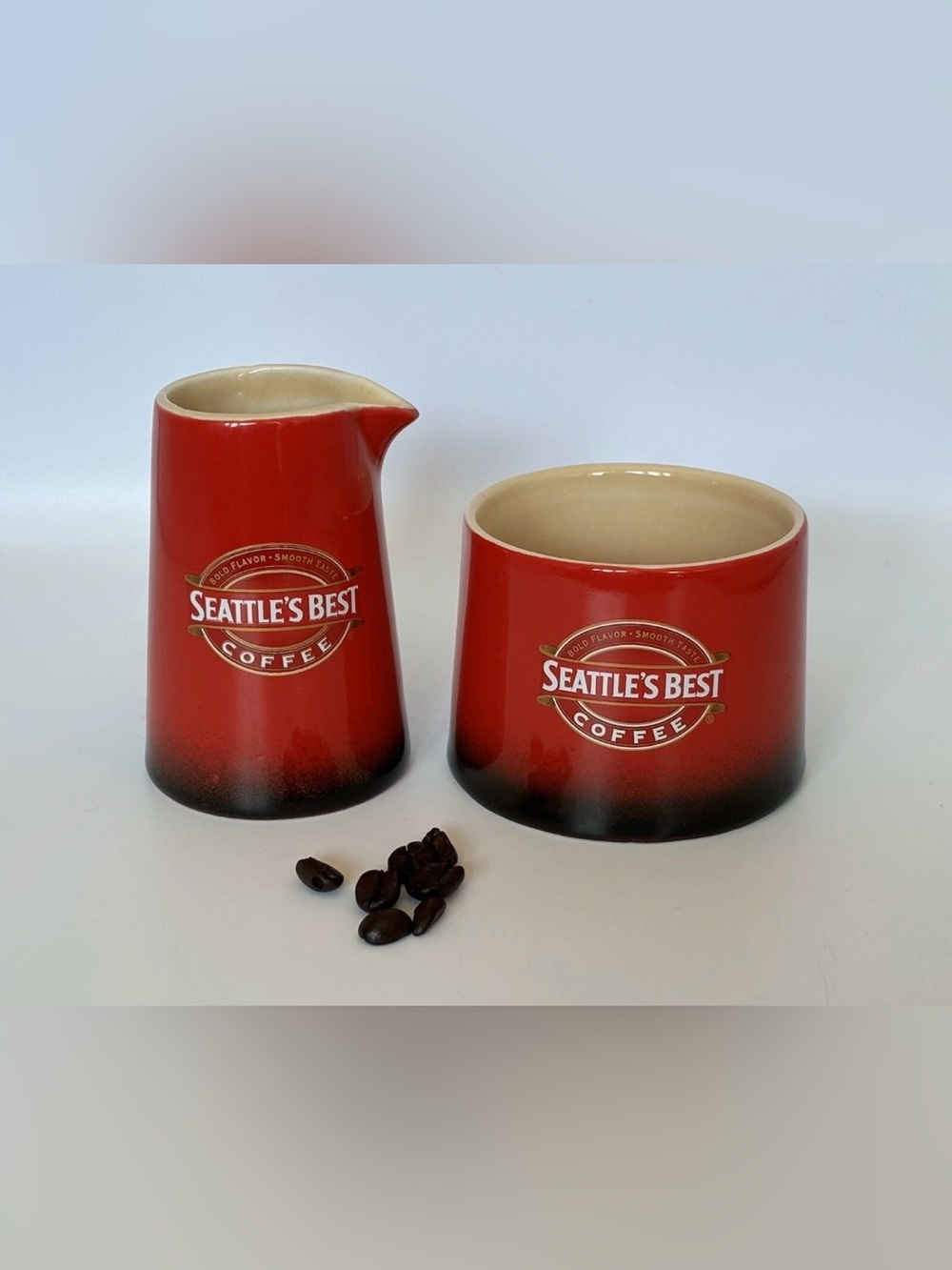 Seattle’s Best Coffee Ceramic Creamer & Sugar Pots Containers Servers